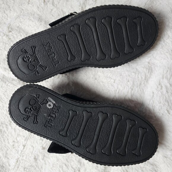 T.U.K. Black Suede Creeper Mule Platform Buckle Size 7 - Picture 5 of 6